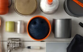 Compact beginner backpack with camera bag, cookset, shelter, and overnight gear