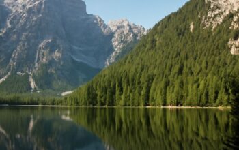 Scenic view of hiking trails in the Italian Dolomites