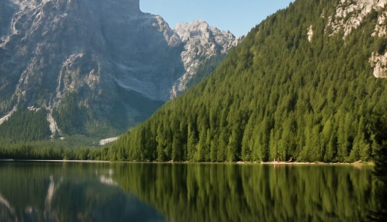 Scenic view of hiking trails in the Italian Dolomites