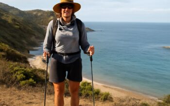 A selection of hiking poles on a trail