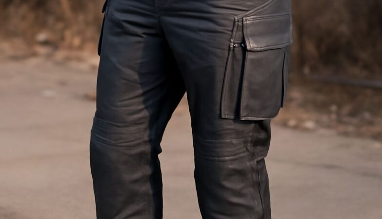 Various types of motorcycle pants displayed