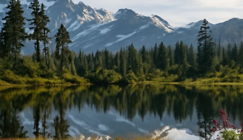 Scenic View of Mt Baker with Hiking Trails