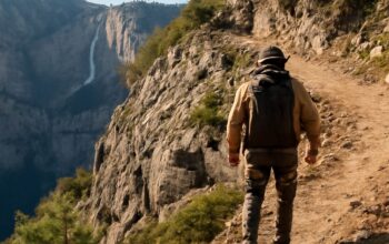 Scenic view of a popular hiking trail in Yosemite